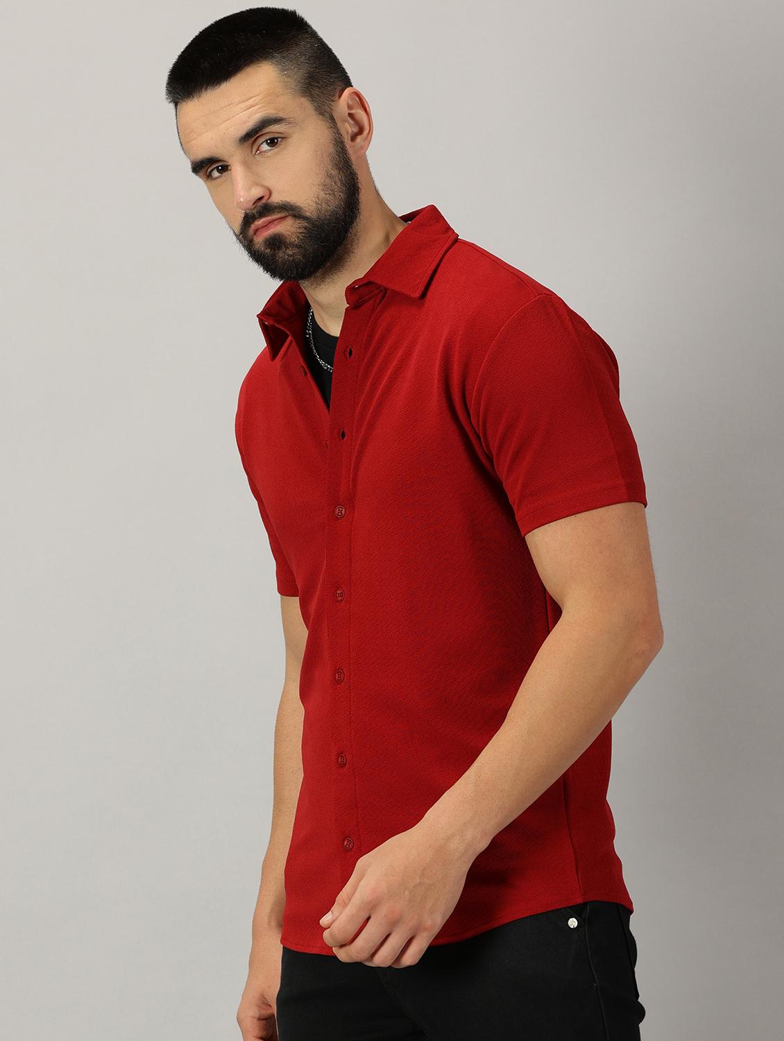 red solid cotton casual shirt - 21389157 - Standard Image - 1