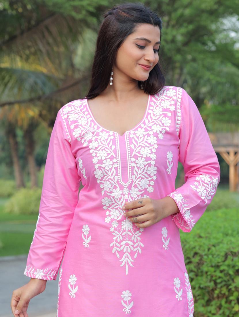 women chikankari kurta pant set - 21389314 - Standard Image - 4