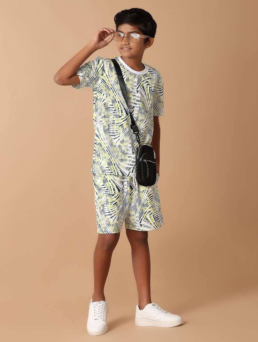 boys white printed t-shirt and shorts - 21389657 -  Standard Image - 1