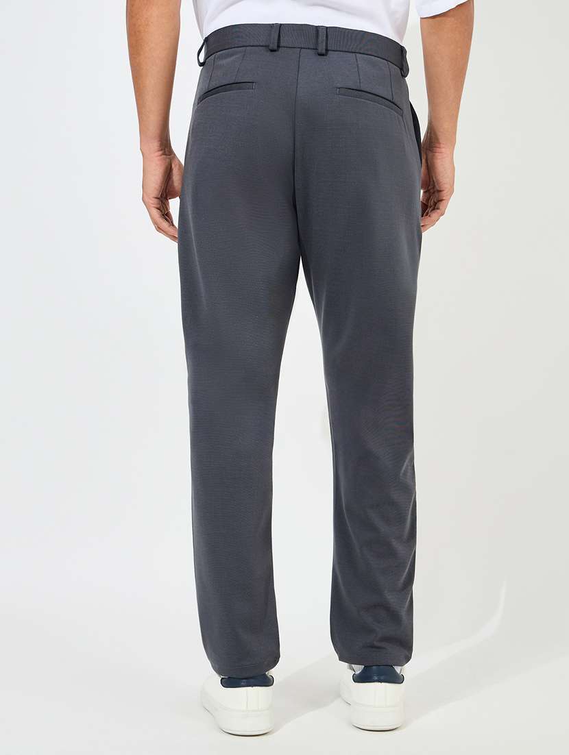 men mid-rise solid flat front casual trouser - 21389691 -  Standard Image - 1