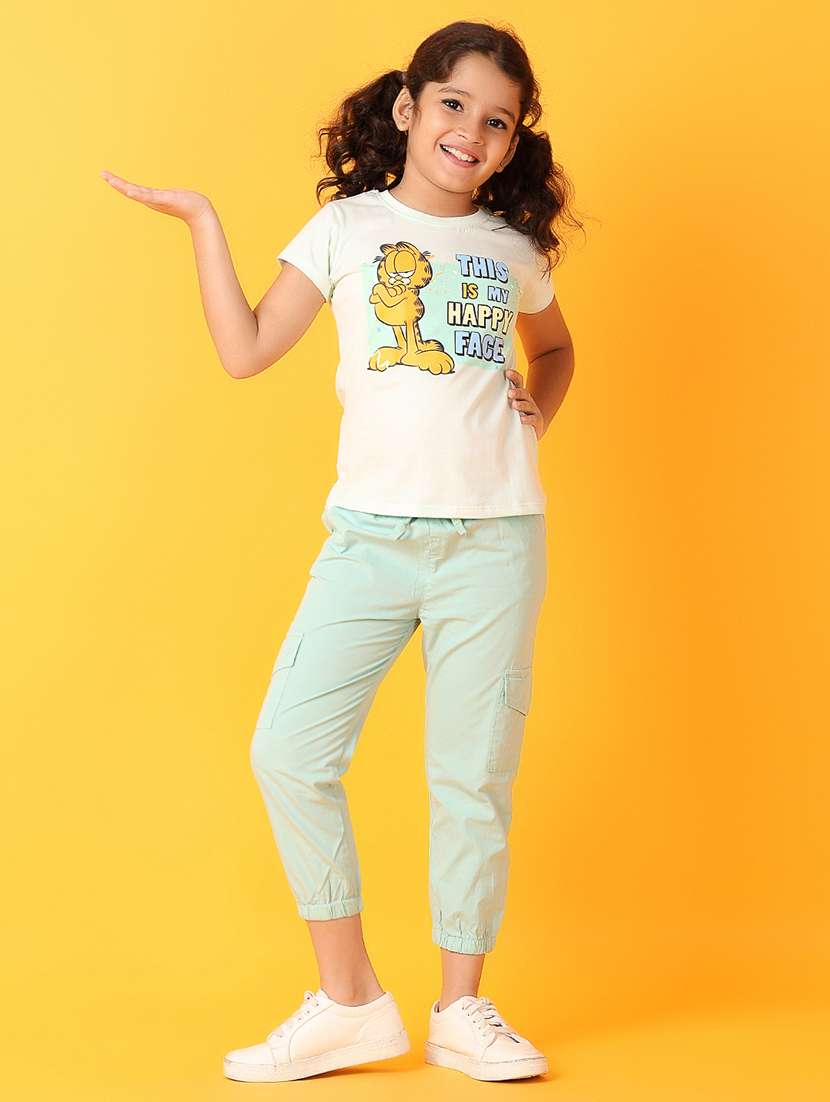 girls front printed round neck tee - 21389795 -  Standard Image - 4