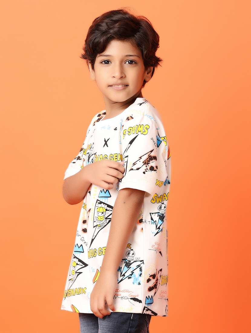 boys white printed cotton t-shirt - 21389892 -  Standard Image - 1