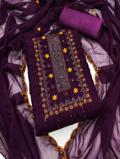 women embroidered unstitched suits - 21390520 -  Standard Image - 0