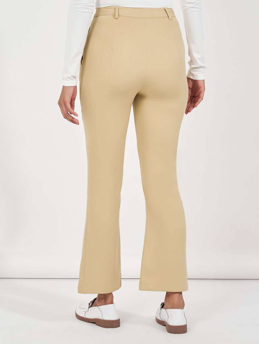 women beige solid mid rise bootcut trouser - 21390745 -  Standard Image - 1