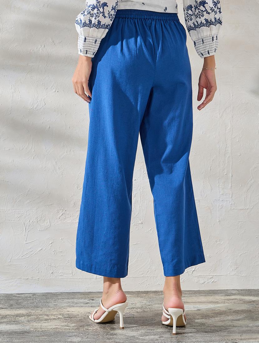 women solid mid rise wide leg trouser - 21390751 -  Standard Image - 1