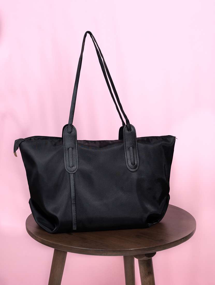 black leatherette (pu) regular tote bag