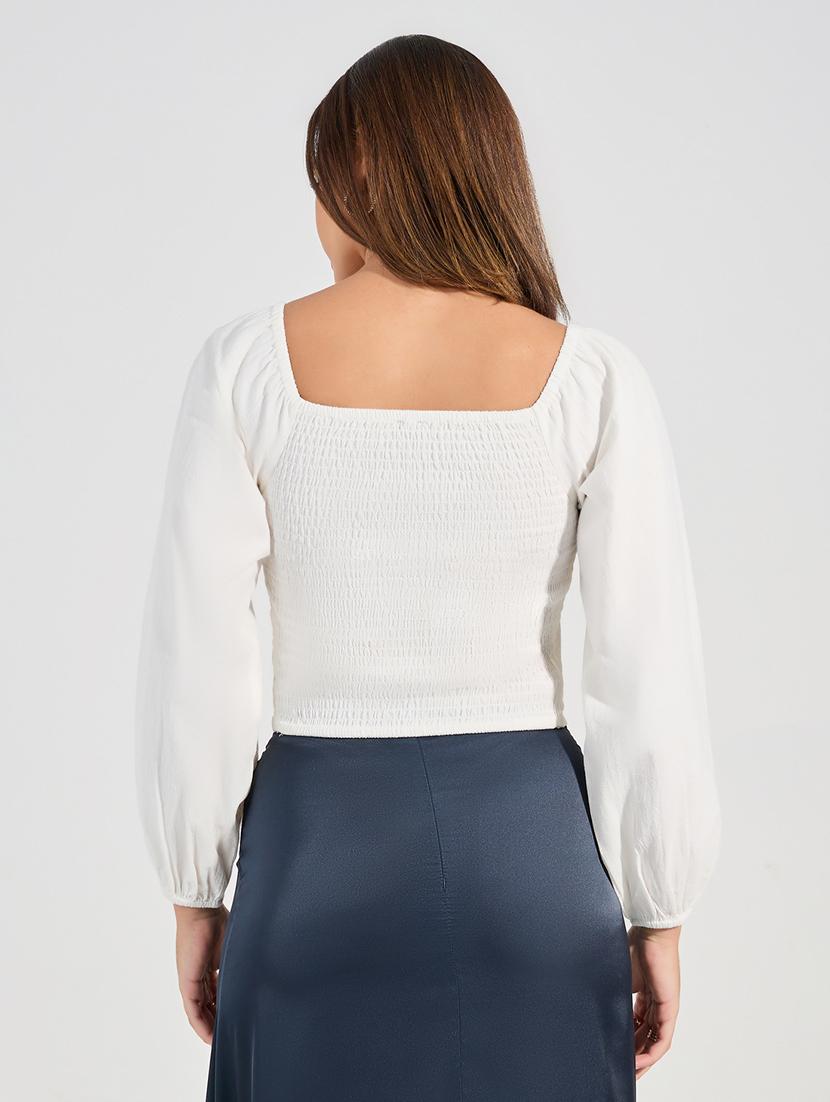 women white cotton blouson top - 21390762 -  Standard Image - 1