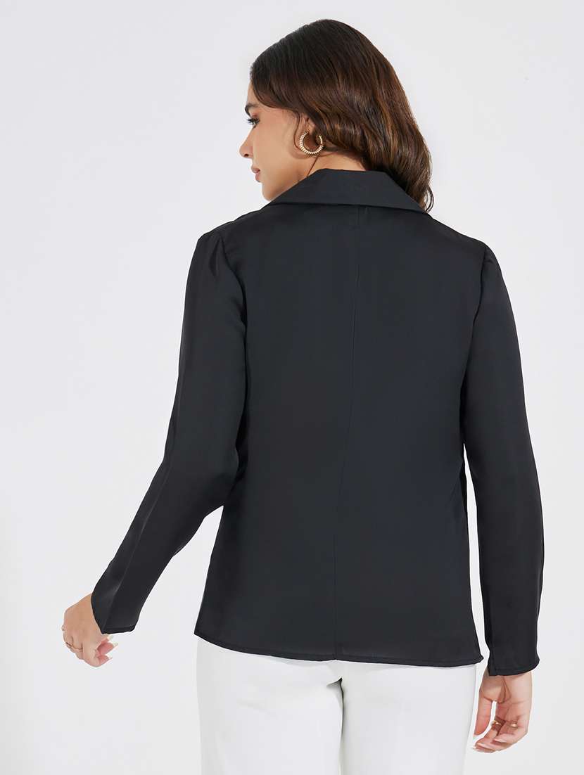 women black polyester wrap top - 21390767 -  Standard Image - 1