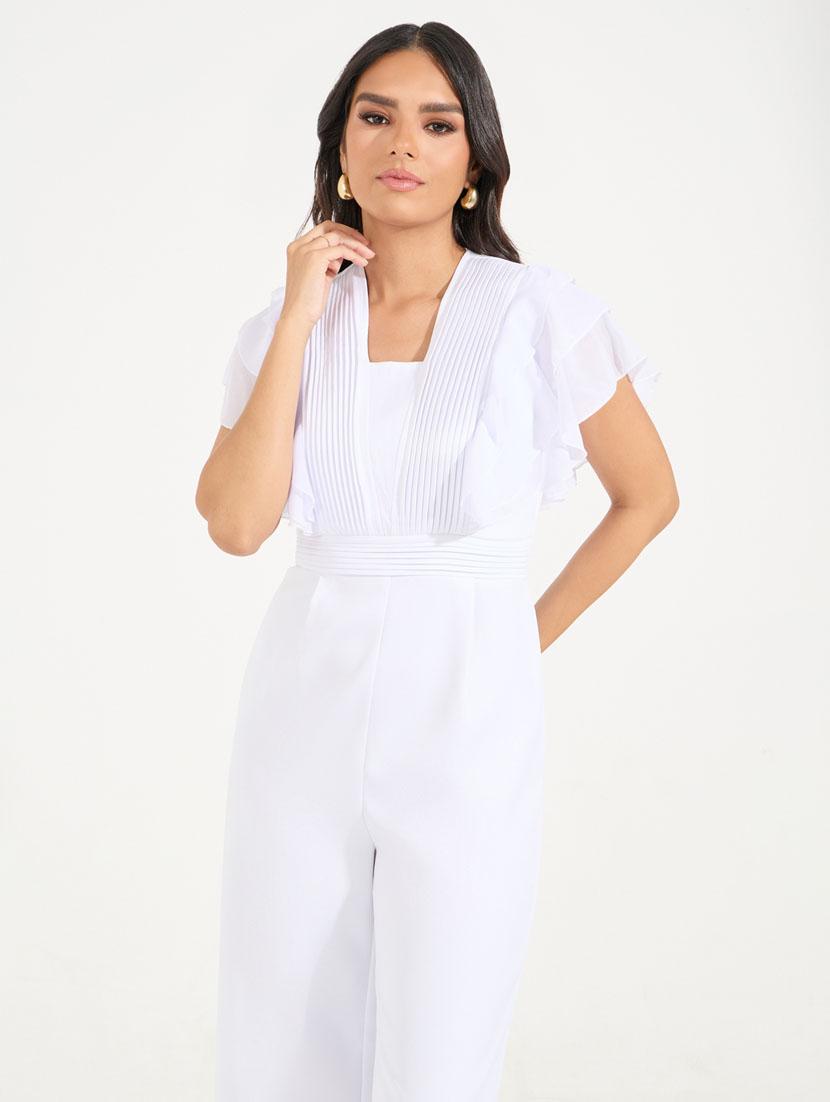 women white solid flard sleeve full length jumpsuit - - 21390833 -  Standard Image - 1