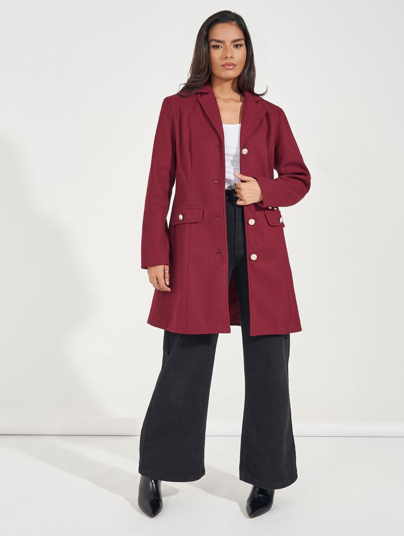 women solid long sleeve trench coat - 21390870 -  Standard Image - 1