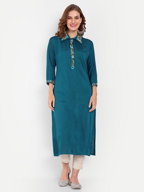 women embroidered straight kurta - 21390903 - Standard Image - 0