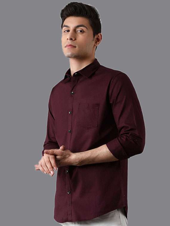 men long sleeved solid casual shirt - 21390914 -  Standard Image - 1