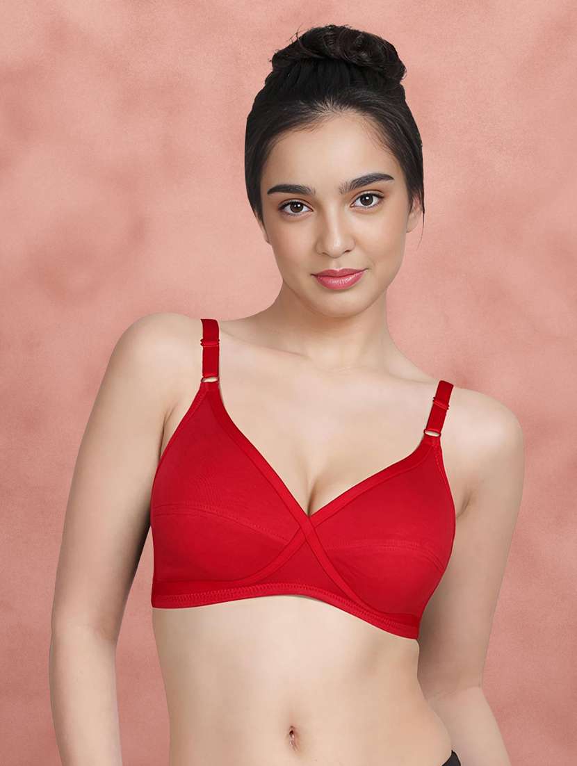 women solid cotton regular bra