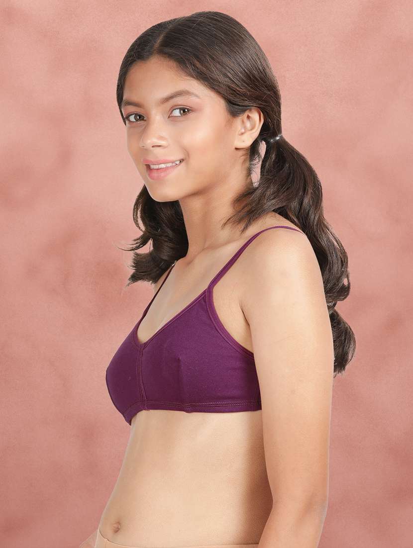 purple cotton regular bra - 21391073 - Standard Image - 1