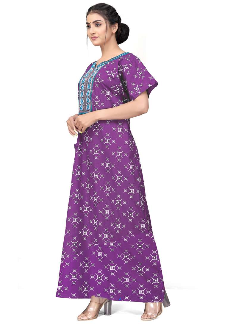 women purple cotton nighty  - 21391081 -  Standard Image - 1