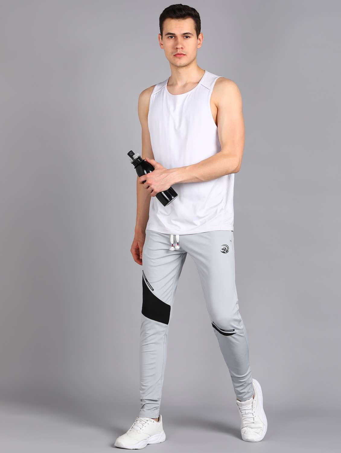 men grey slim fit track pant - 21391165 -  Standard Image - 4