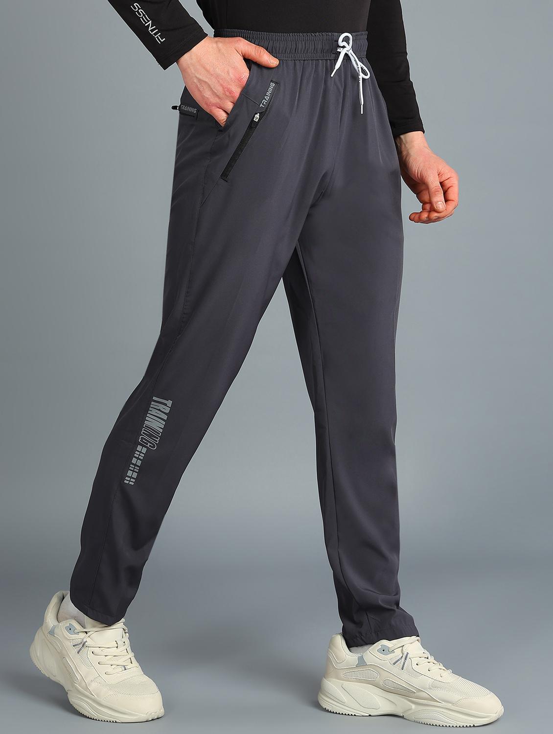 men grey polyester full length track pant - 21391183 - Standard Image - 1