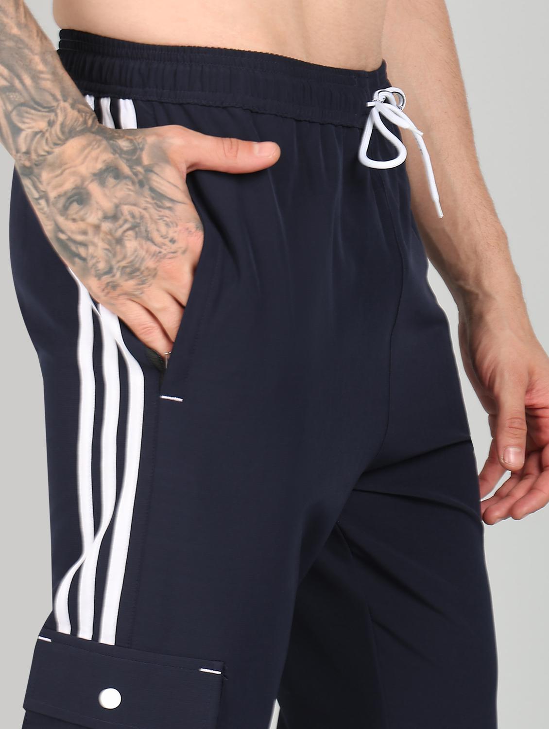 men mid rise side taped full length track pant - 21391200 - Standard Image - 4