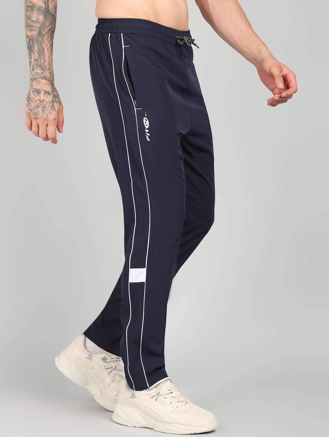 men mid rise side taped full length track pant - 21391204 -  Standard Image - 1