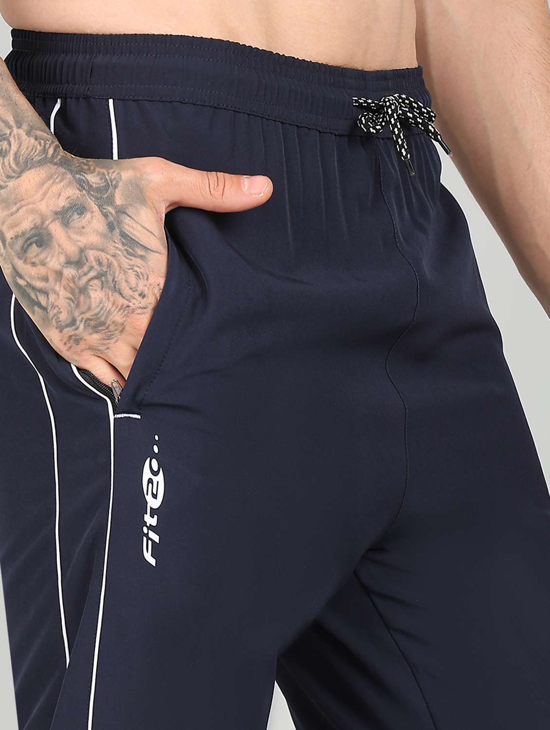 men mid rise side taped full length track pant - 21391204 -  Standard Image - 4