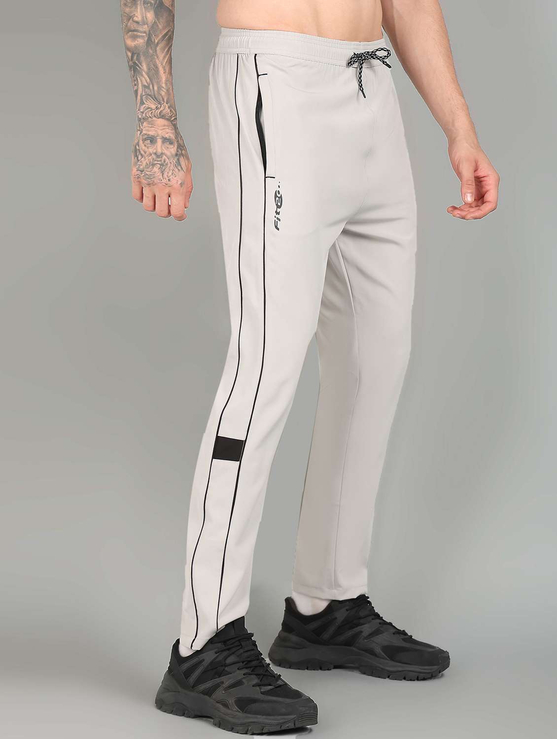men mid rise side taped full length track pant - 21391205 -  Standard Image - 1