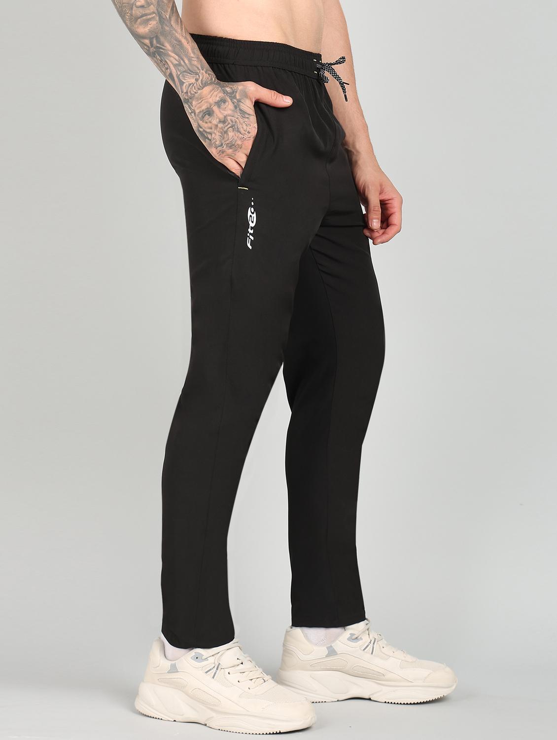 men black polyester full length track pant - 21391211 - Standard Image - 1