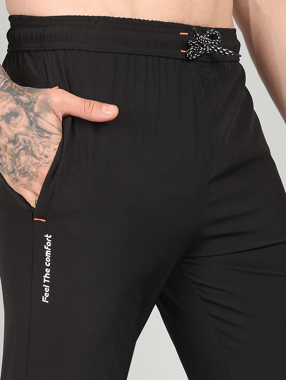 men black polyester full length track pant - 21391214 - Standard Image - 4