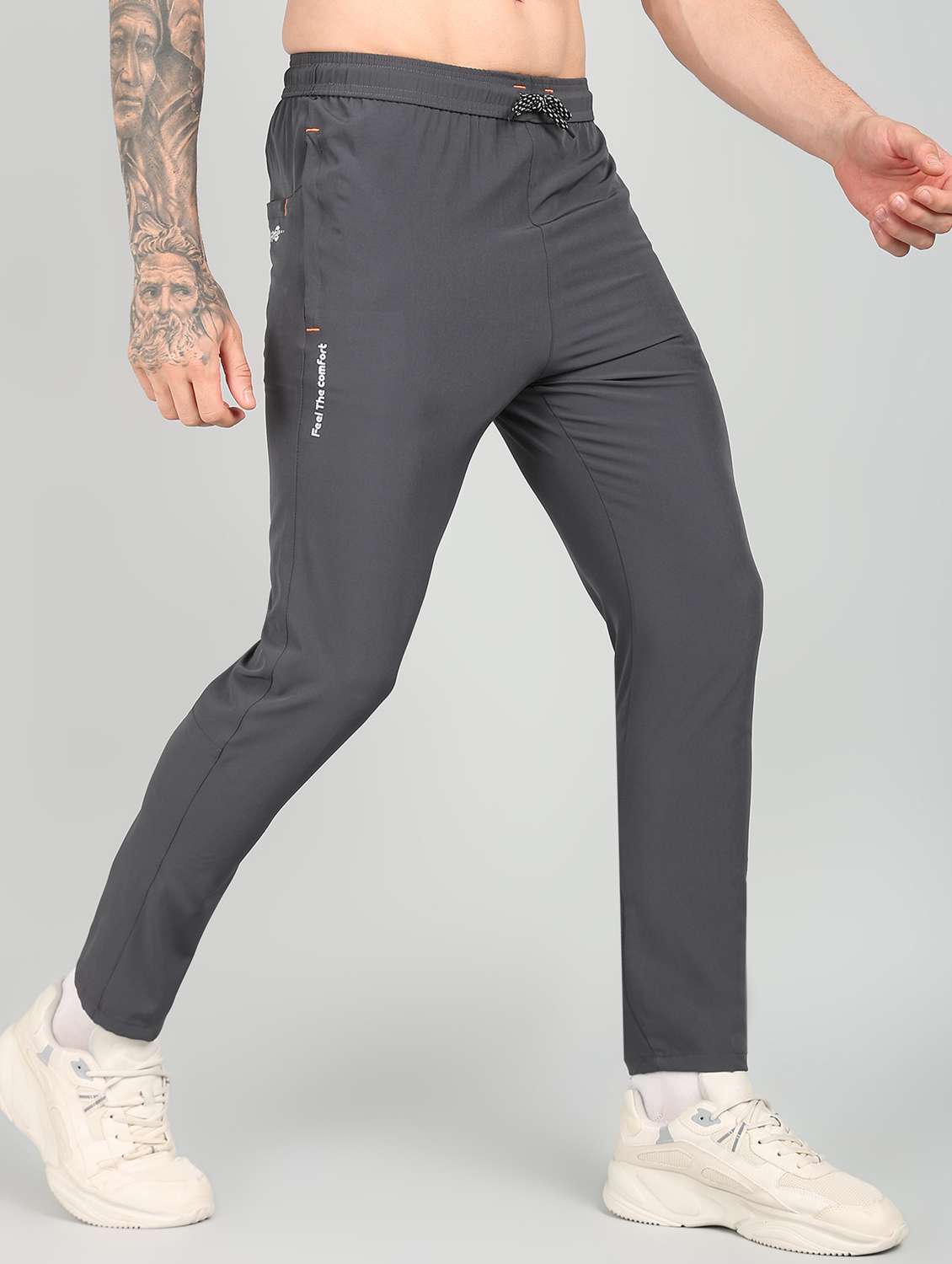 men grey polyester full length track pant - 21391215 -  Standard Image - 1