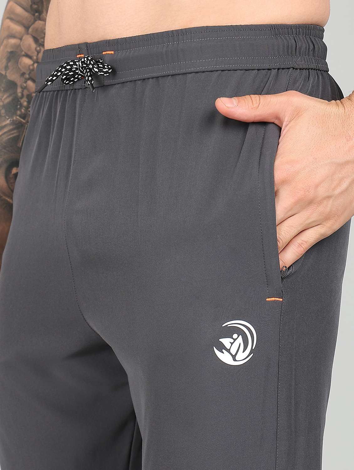 men grey polyester full length track pant - 21391215 -  Standard Image - 4