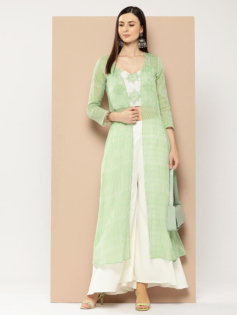 women green geometric printed fusion set - 21391249 -  Standard Image - 1
