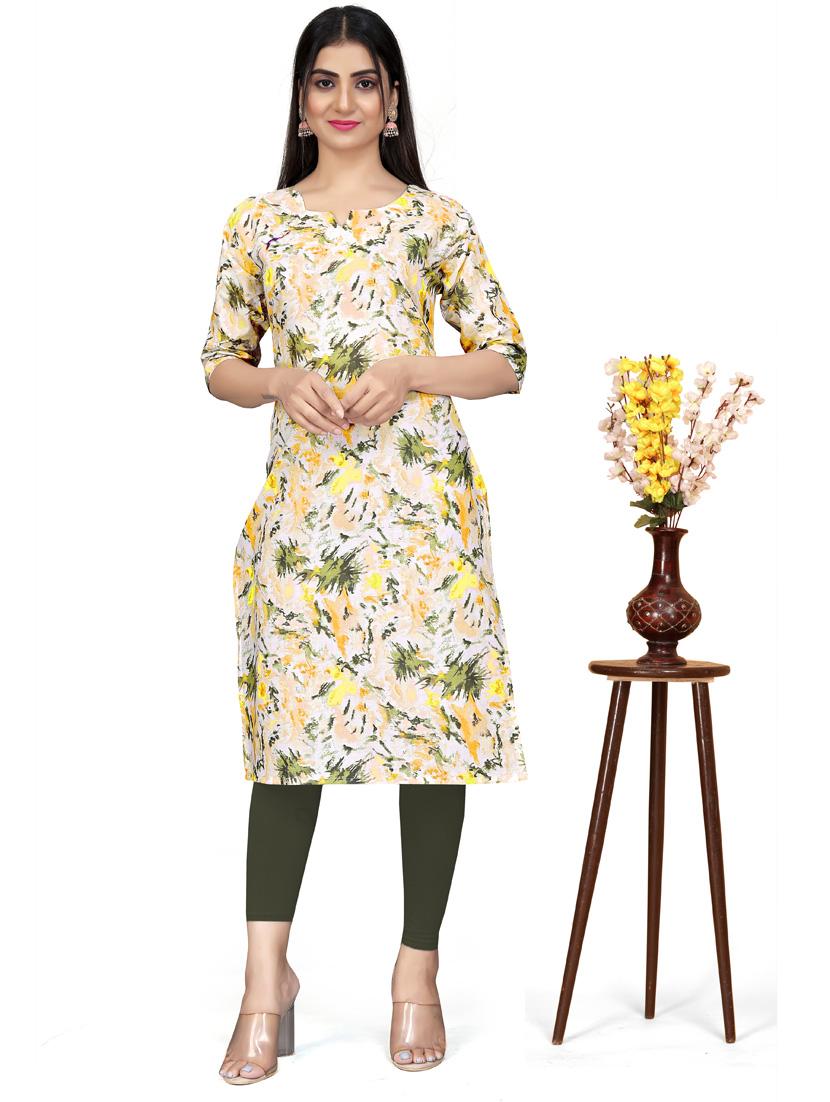 women three quarter sleeve straight kurta - 21391287 - Zoom Image - 0