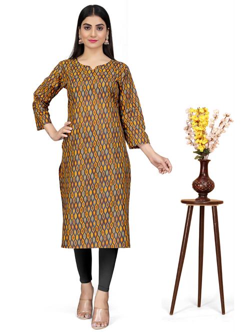 women three quarter sleeve straight kurta - 21391291 - Standard Image - 0