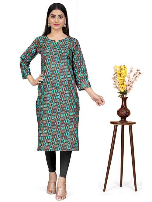 women three quarter sleeve straight kurta - 21391293 - Standard Image - 0