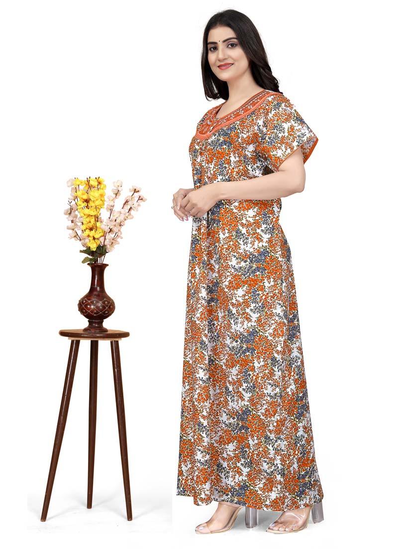 women orange cotton nighty  - 21391299 -  Standard Image - 1