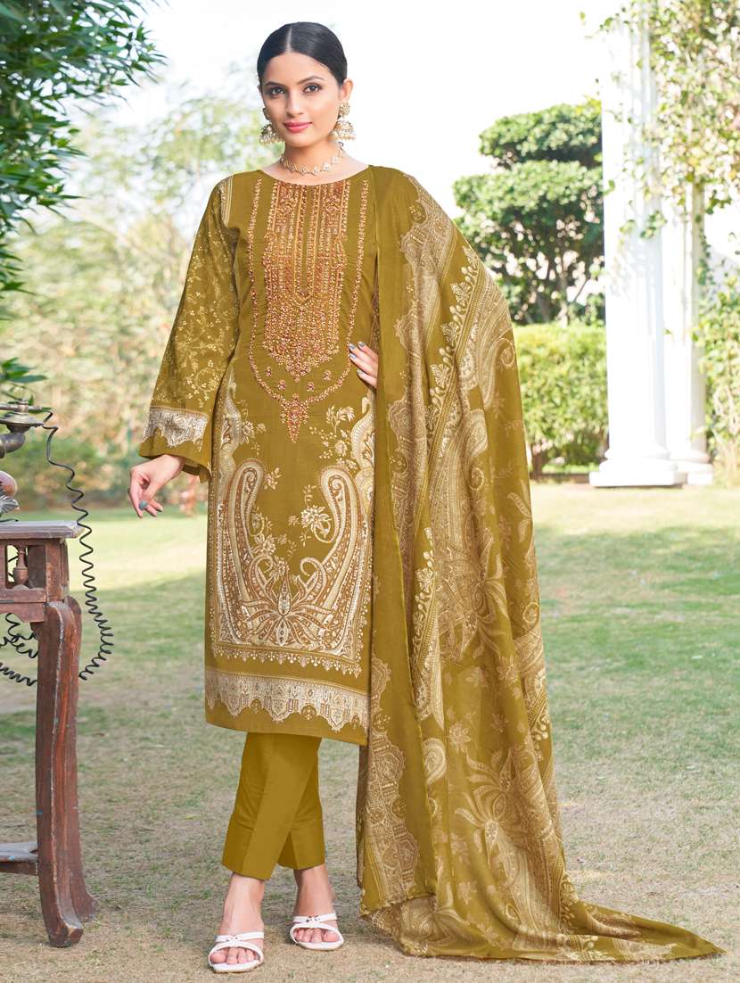 women green long sleeve kurta pant with dupatta set