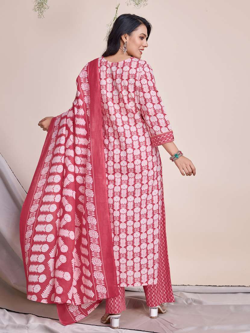 women three quarter sleeve kurta pant with dupatta set - 21391324 -  Standard Image - 1