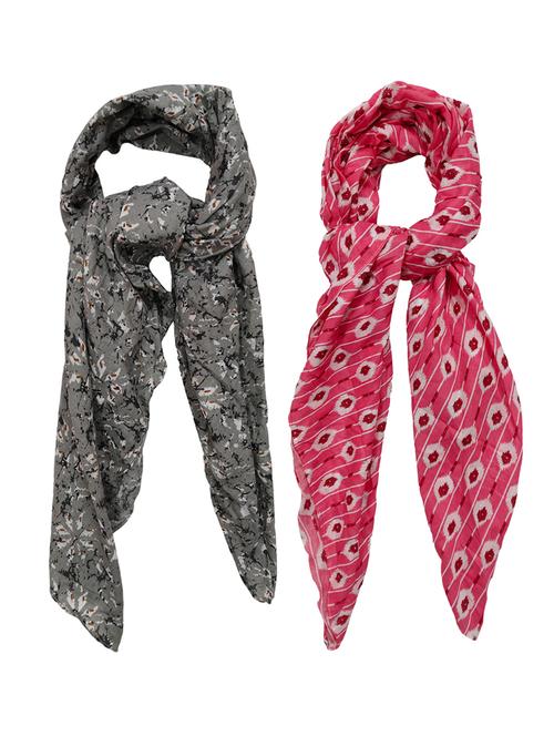 women pack of 2 printed cotton scarf - 21391367 - Standard Image - 0