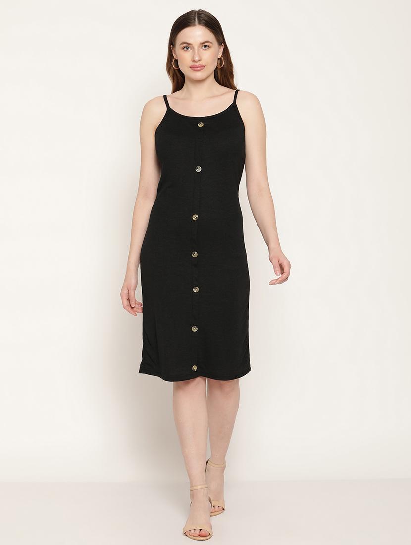 women black cotton blend sheath dress - 21391437 -  Zoom Image - 0
