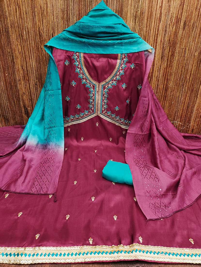 women embroidered unstitched suit set - 21391856 -  Standard Image - 1