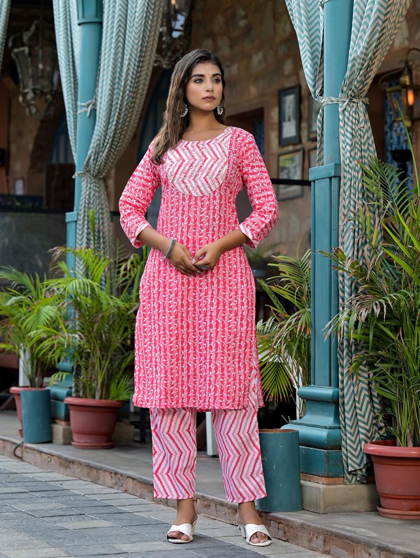 women three quarter sleeve kurta pant with dupatta set - 21391936 -  Standard Image - 1