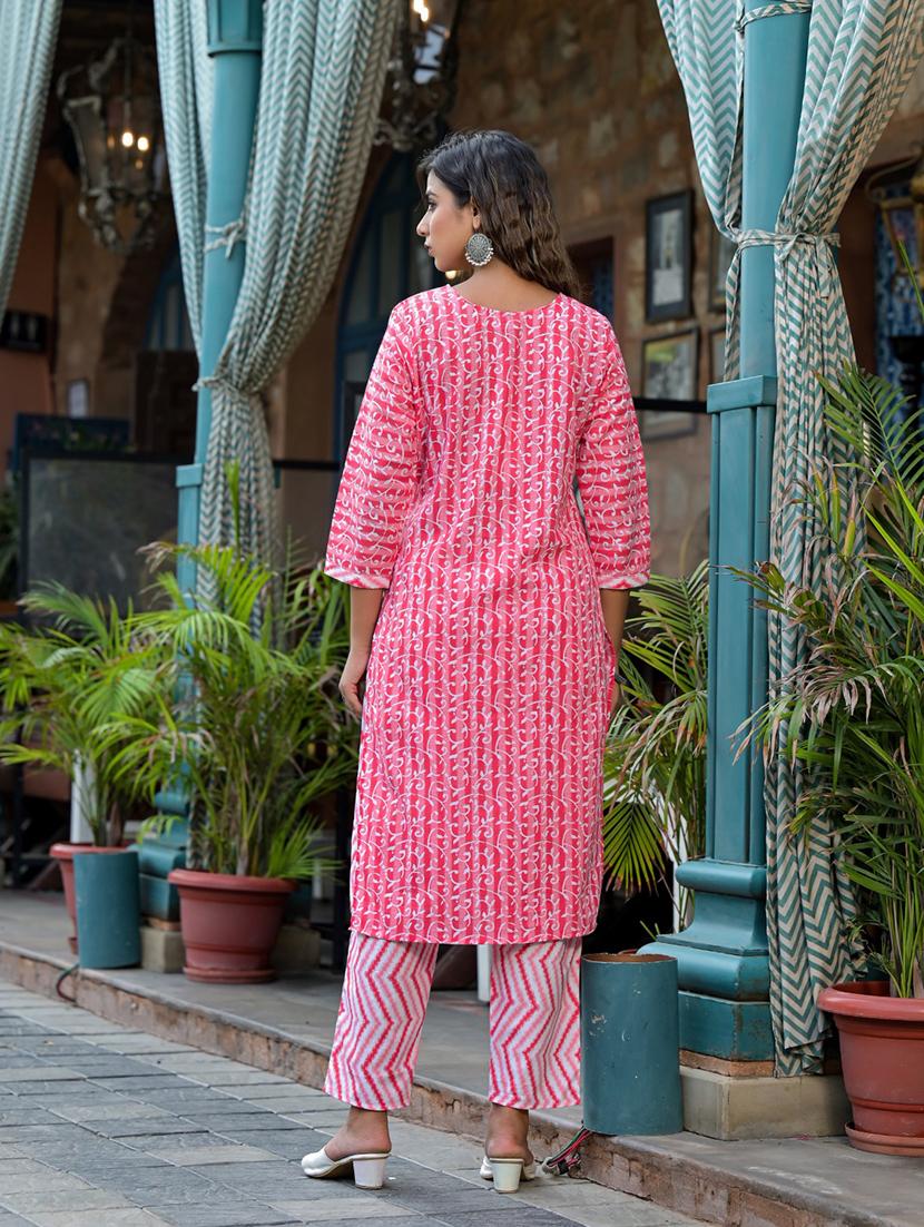 women three quarter sleeve kurta pant with dupatta set - 21391936 - Standard Image - 4