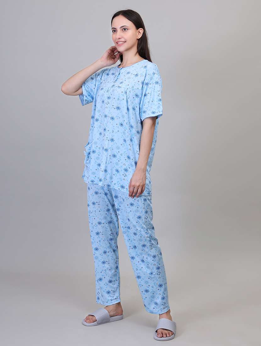 women short sleeve floral printed pyjama nightwear set - 21391963 -  Standard Image - 1