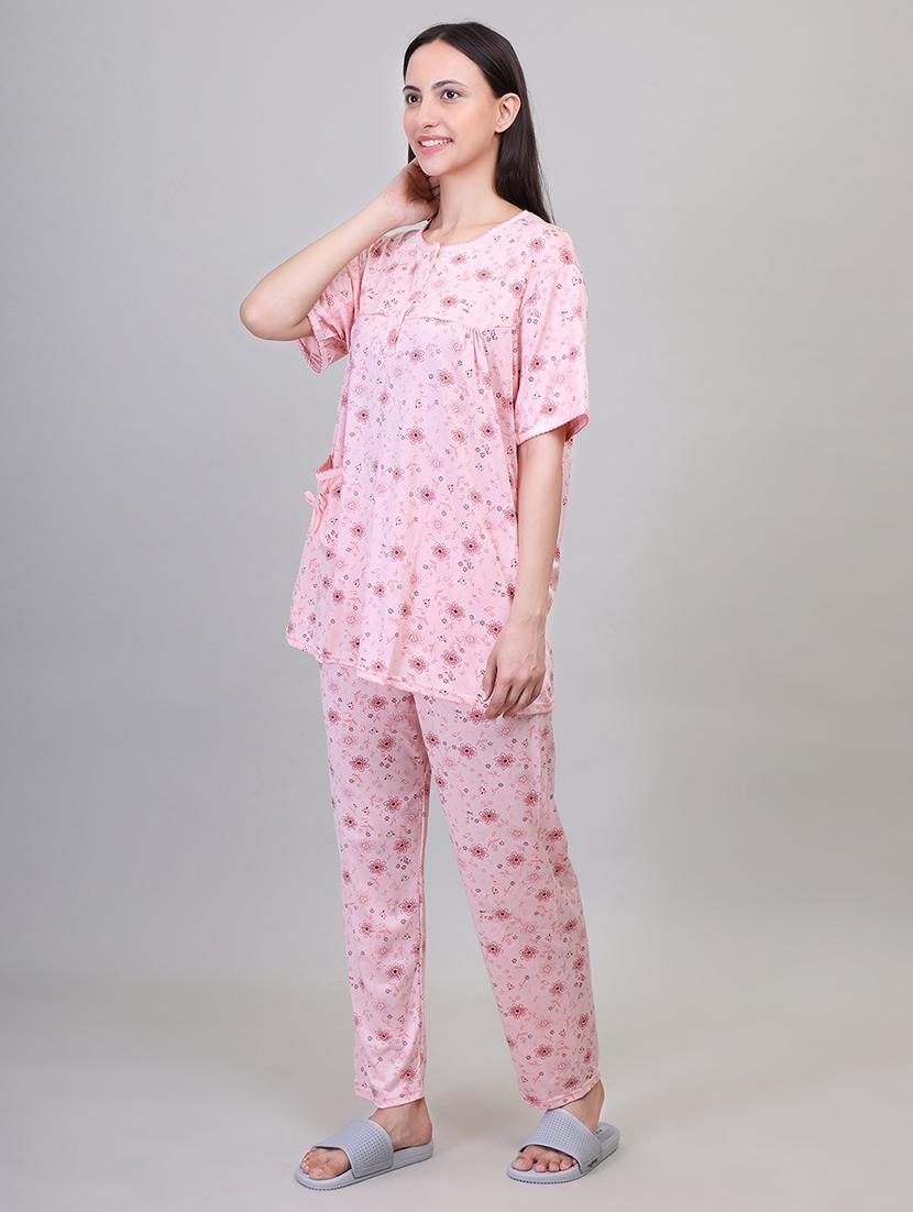 women short sleeve floral printed pyjama nightwear set - 21391964 - Standard Image - 1