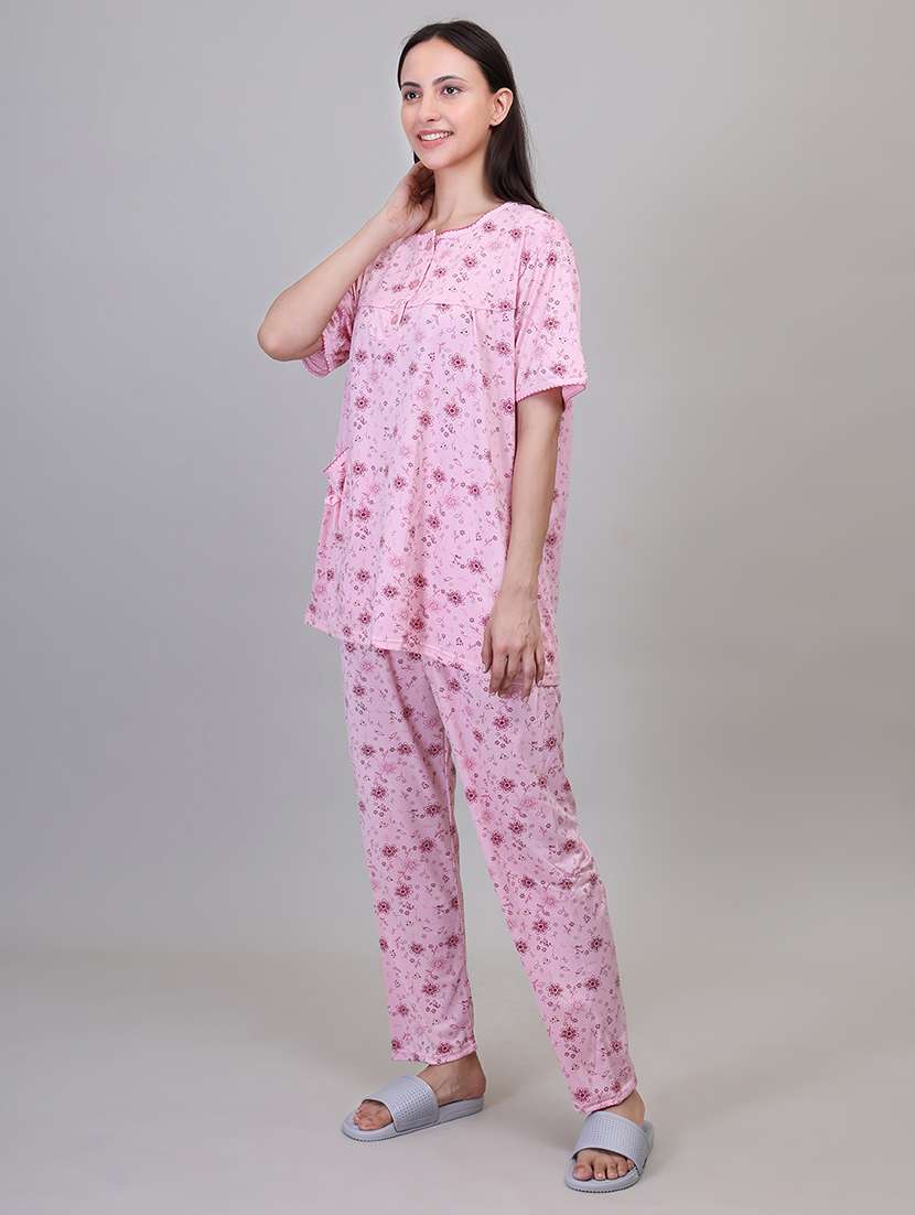 women short sleeve floral printed pyjama nightwear set - 21391965 -  Standard Image - 1