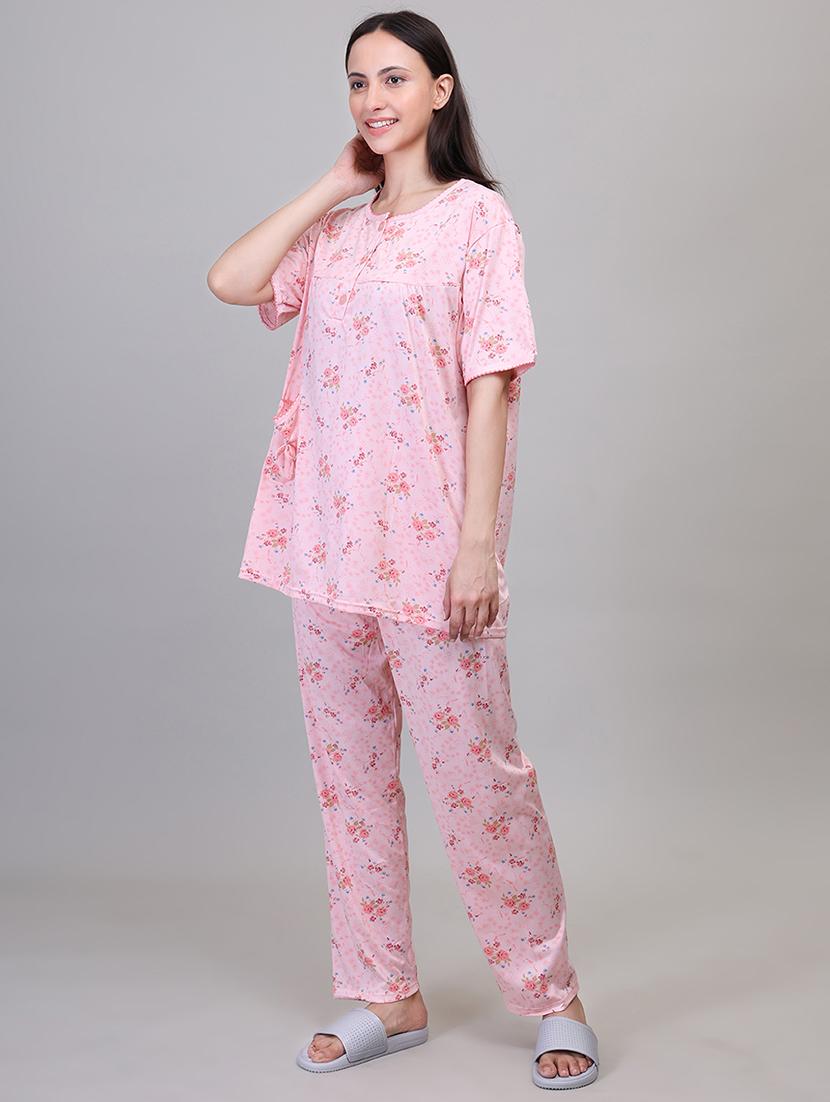 women pink viscose pyjama set - 21391967 - Standard Image - 1