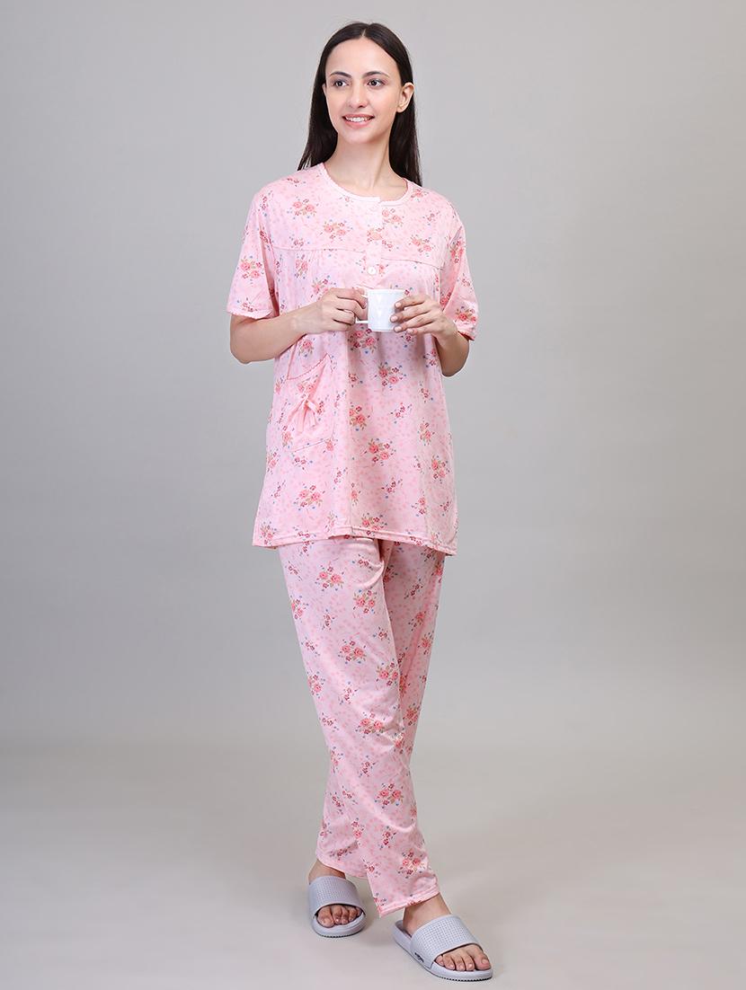 women pink viscose pyjama set - 21391967 - Standard Image - 4