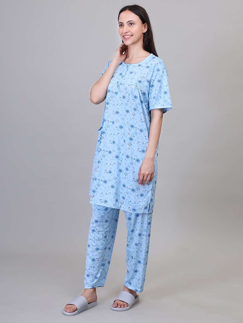 women light blue viscose pyjama set  - 21391969 -  Standard Image - 1