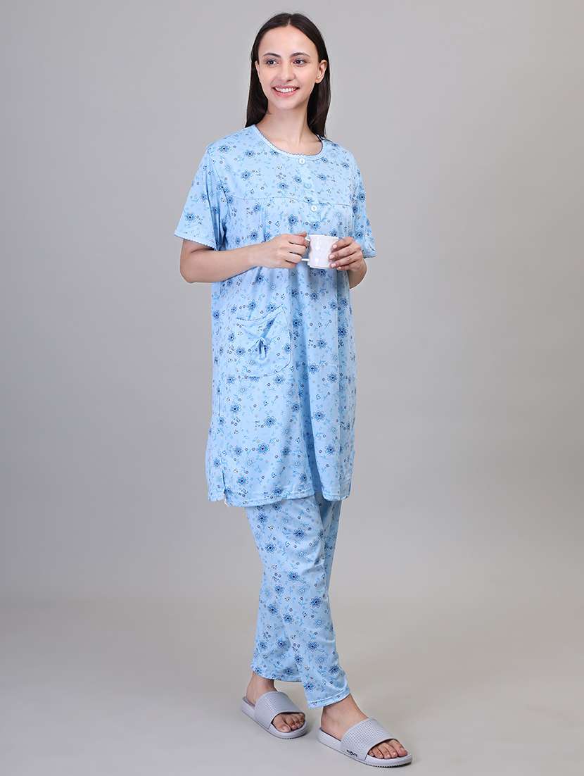 women light blue viscose pyjama set  - 21391969 -  Standard Image - 4