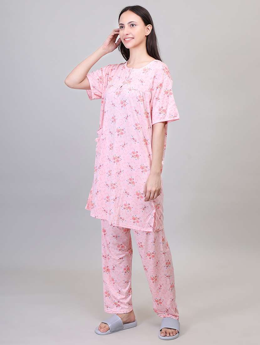 women short sleeve floral printed pyjama nightwear set - 21391973 -  Standard Image - 1