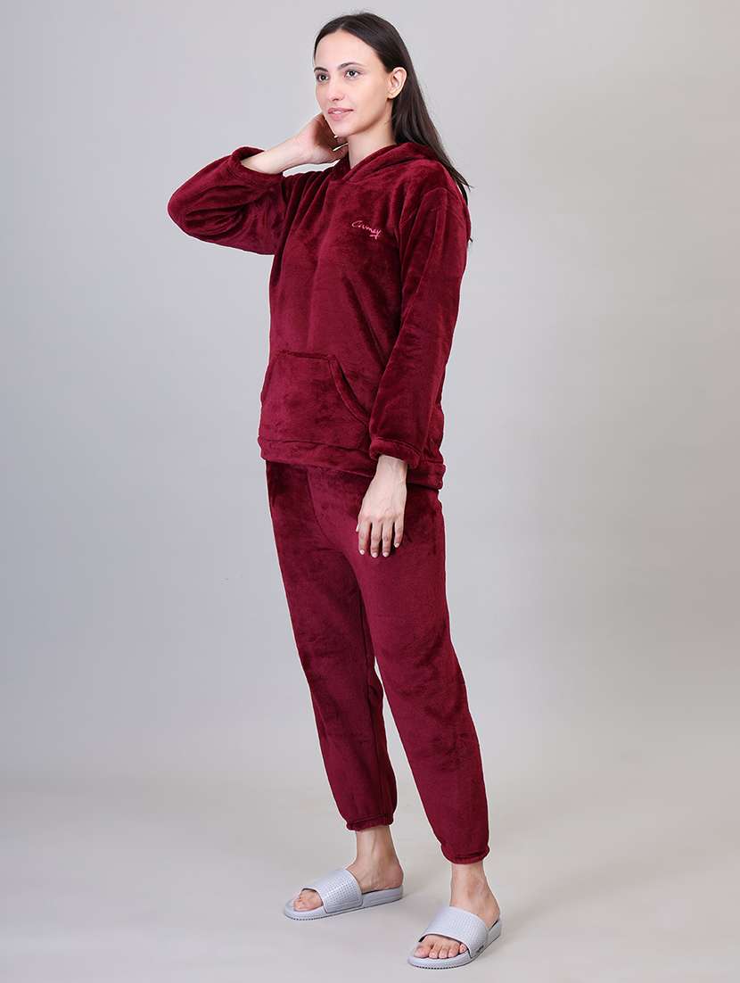 women maroon wool pyjama set - 21391977 -  Standard Image - 1